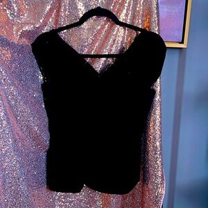 Bebe off Shoulder black peplum top